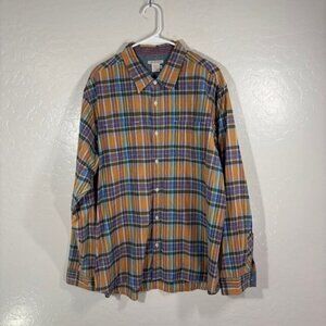Carbon 2 Cobalt Shirt Mens Large Gauze Cotton Button long Sleeve Plaid